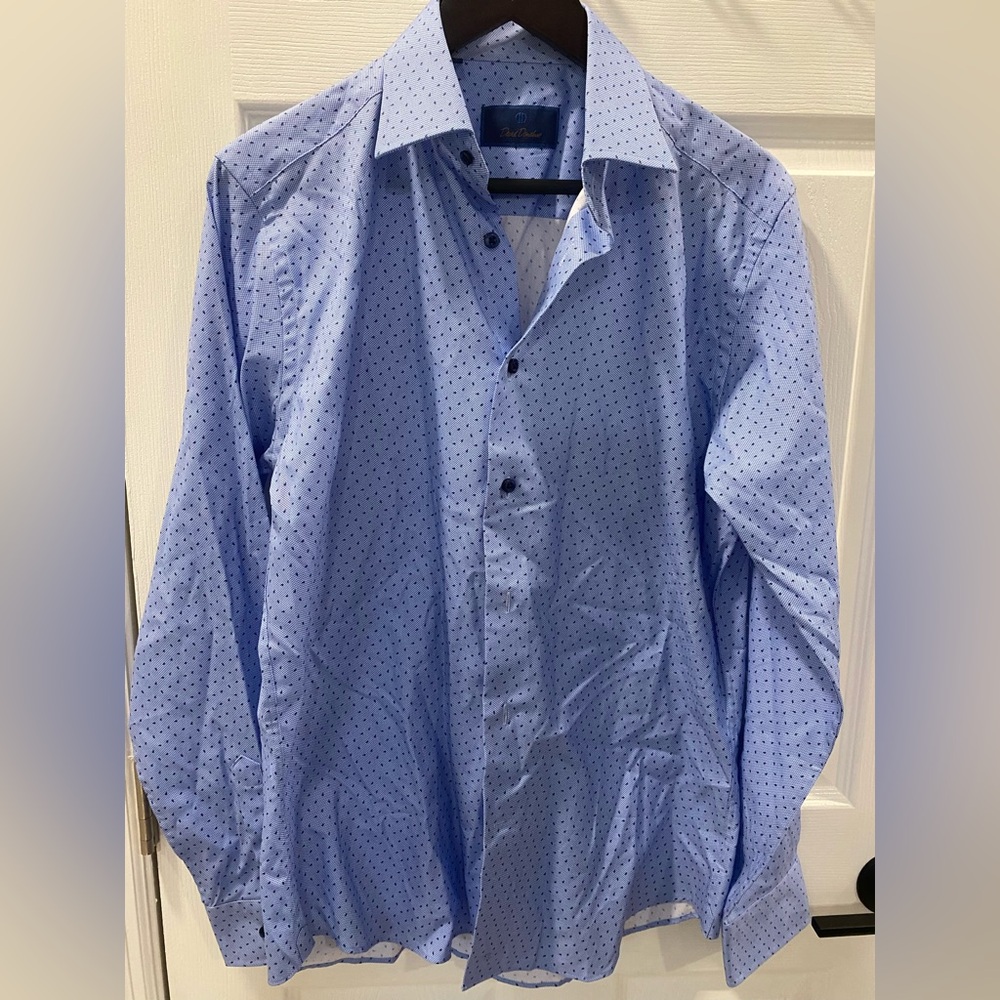 David Donahue Light Blue Dress Shirt, 34 / 35